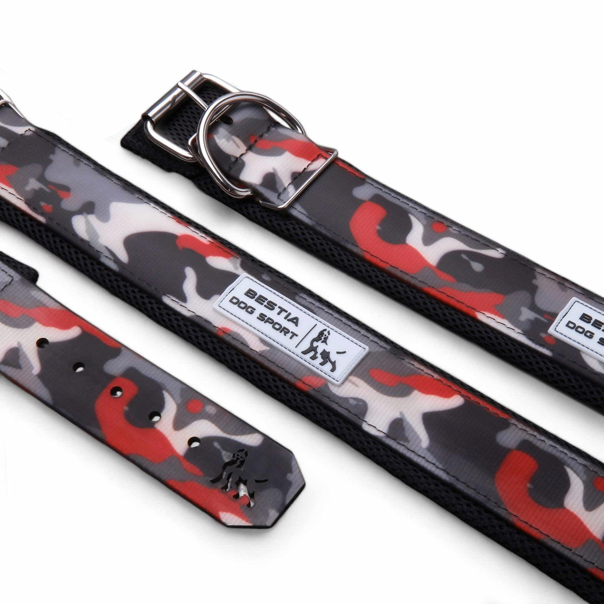 Collar deportivo Bestia camuflaje rojo para perros - diseño bold y atlético premium - MITZON