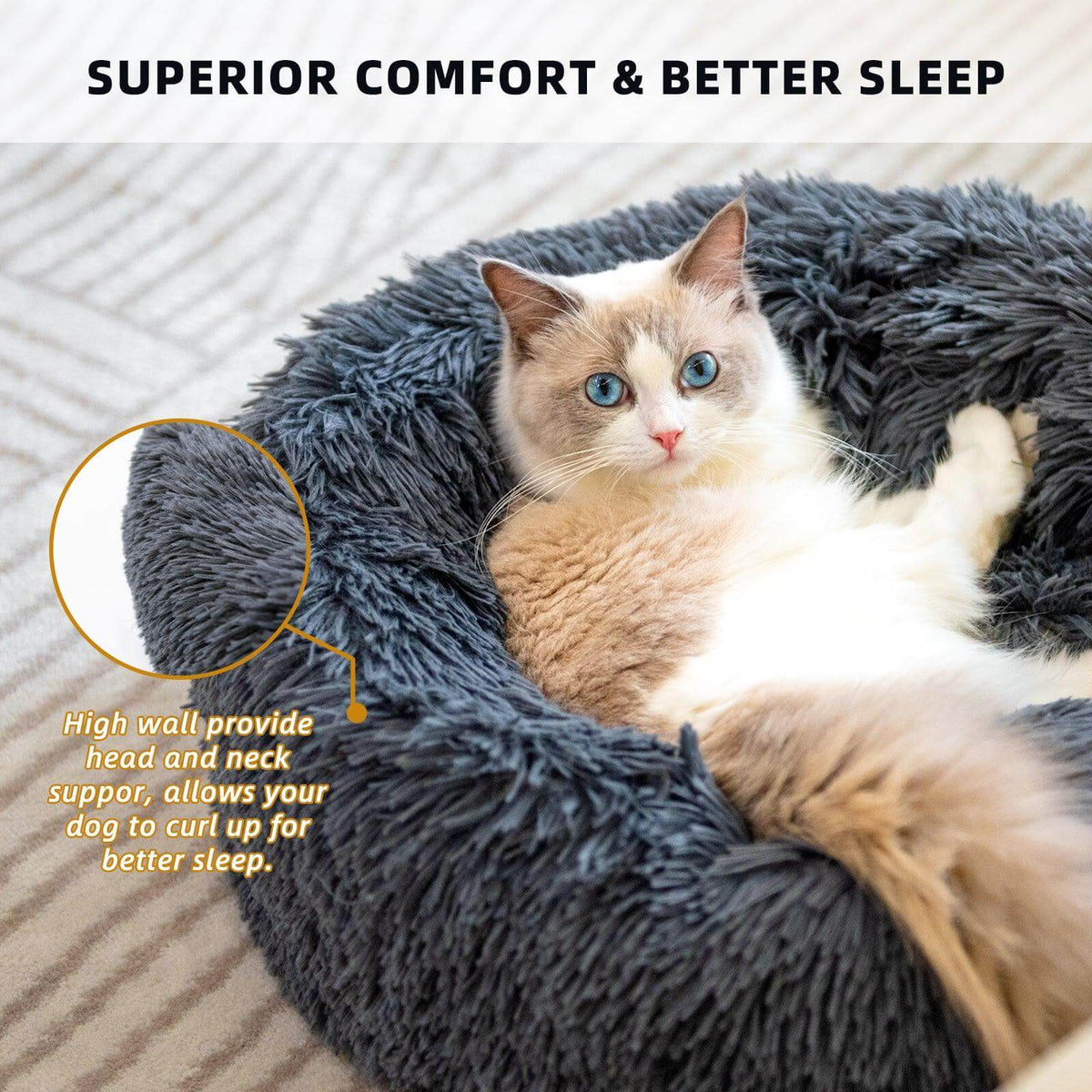Cama donut de lujo para mascotas Luxury Plush MITZON - suave y redonda