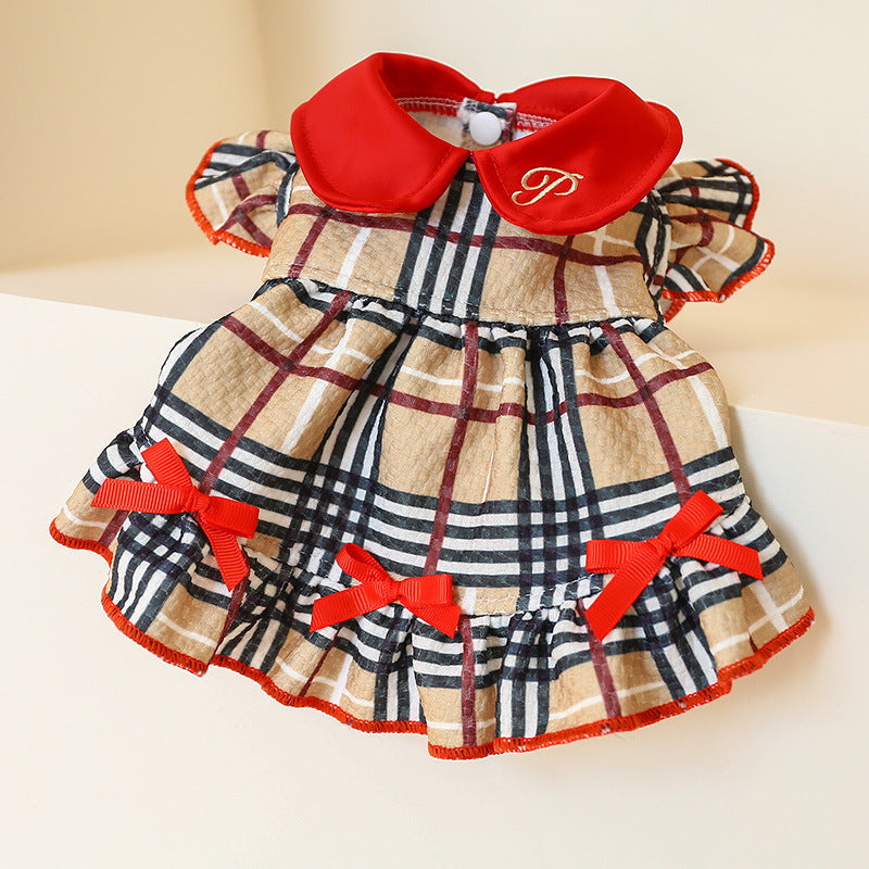 Vestido de princesa plaid beige para perros - outfit de lujo para mascotas - MITZON