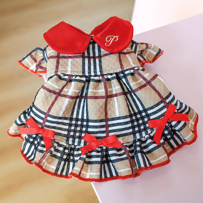 Vestido elegante cuadros beige para perros - ropa de fiesta princesa - MITZON