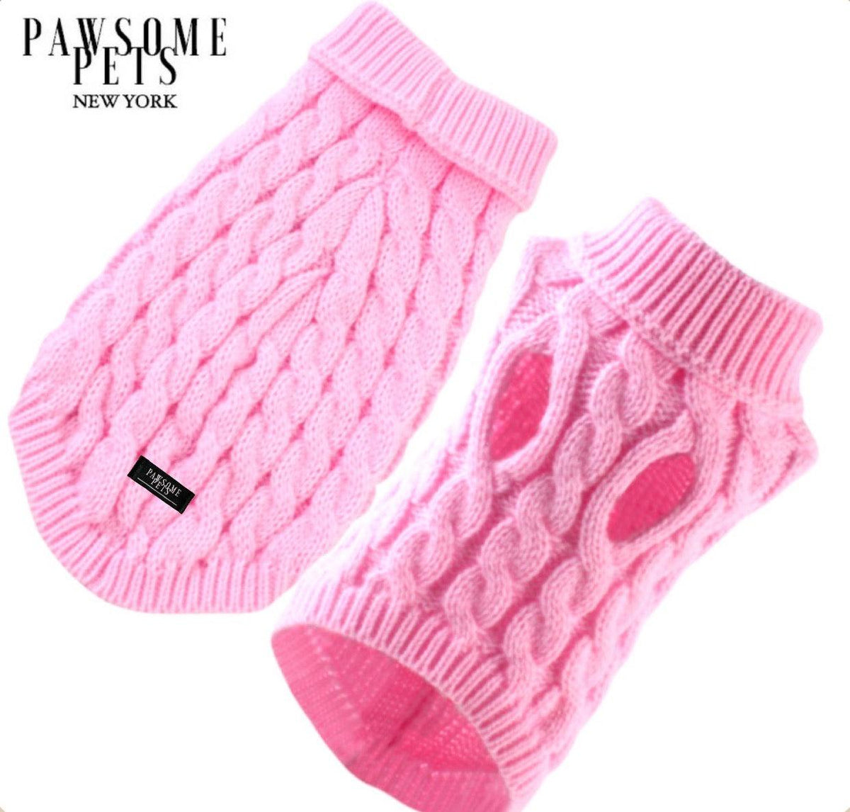 Suéter tejido de cable extra cálido rosa para perro y gato MITZON - accesorio premium de moda invernal para mascotas