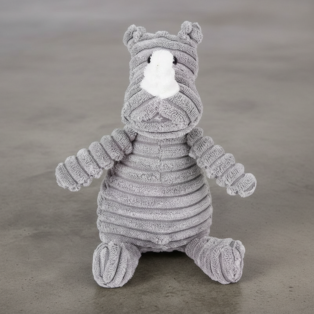 Juguete de peluche de pana para perro con sonido, suave y resistente para horas de juego.