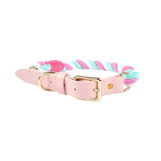 Collar de cuerda de cuero royal luxe para perros - color cotton candy - MITZON