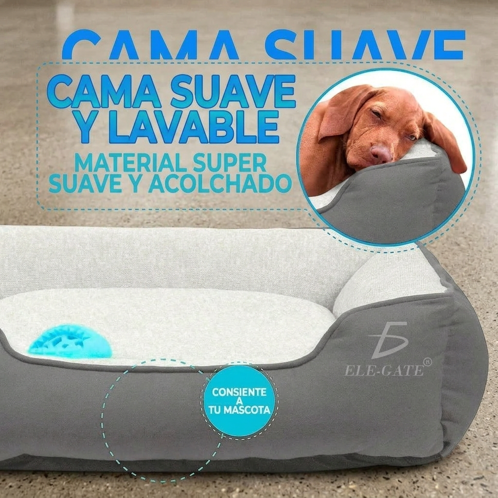 cama para perro pequeño gris suave y resistente con material acolchado et facile à laver