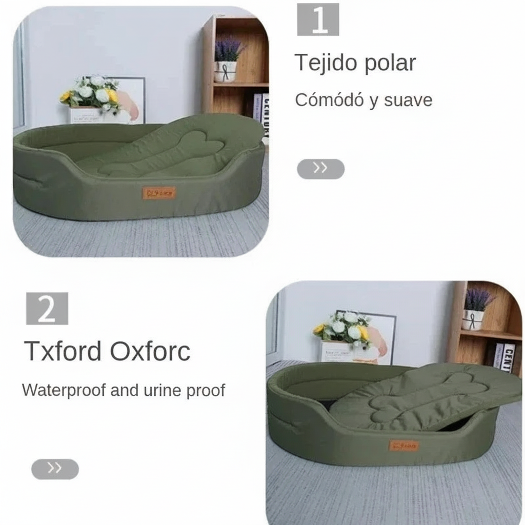Cama sofá impermeable para perro antiácaros con tejido polar cómodo y resistente à l'eau, idéale pour le confort des animaux.