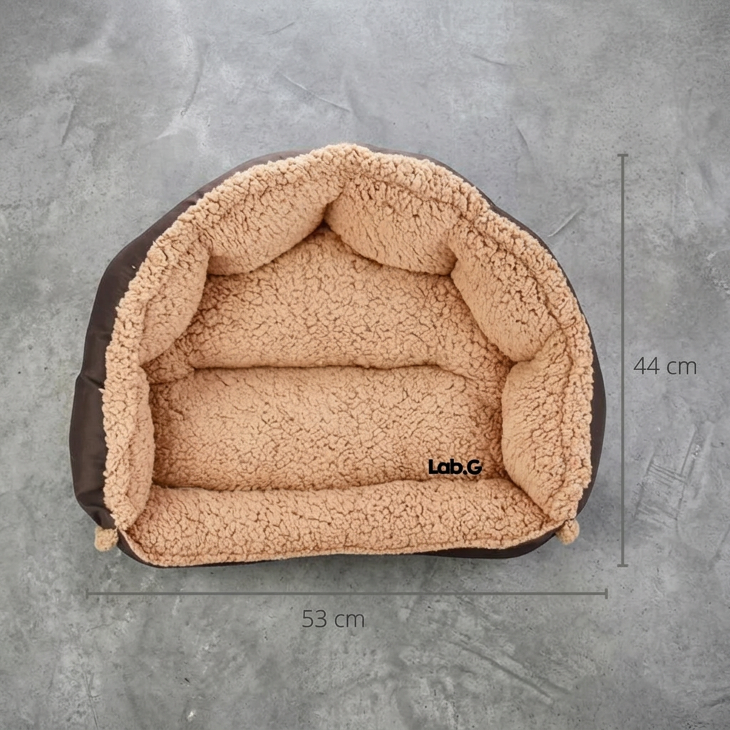 Cama para perro color chocolate suave y resistente Mitzon, dimensiones 53x44 cm, diseño acogedor y cómodo.