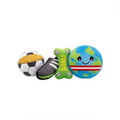 juguetes de peluche para perro temática de fútbol Mitzon, set de 4 peluches de fútbol coloridos y divertidos.