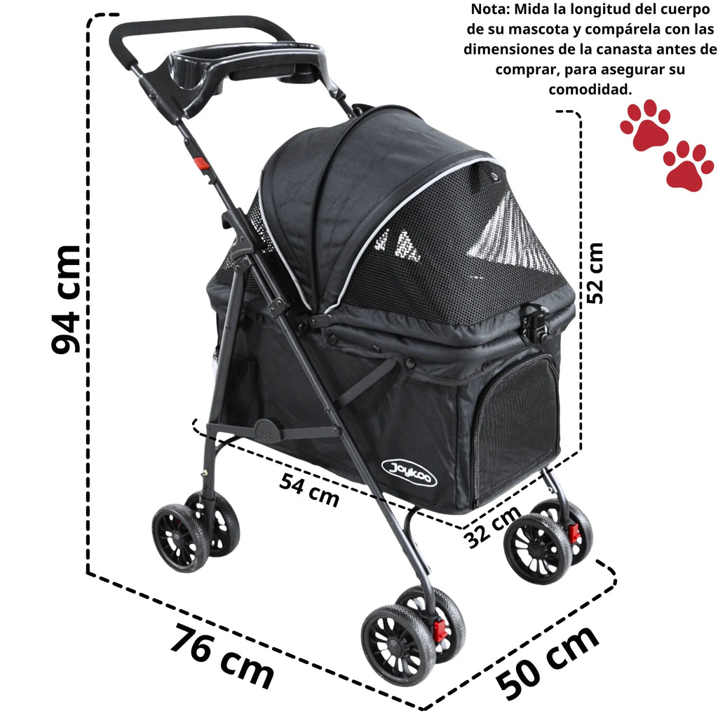 Carriola para perro pequeño y mediano plegable Mitzon, con medidas de 94x76x50 cm y diseño cómodo.