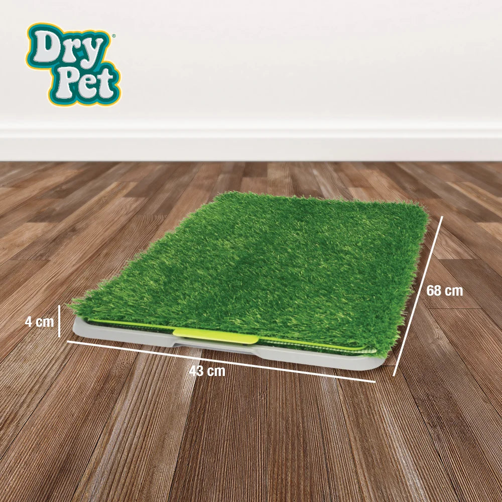 Tapete de pasto sintético para perro y charola Mitzon, dimensions 43x68 cm, ideal para entrenar a tu cachorro.