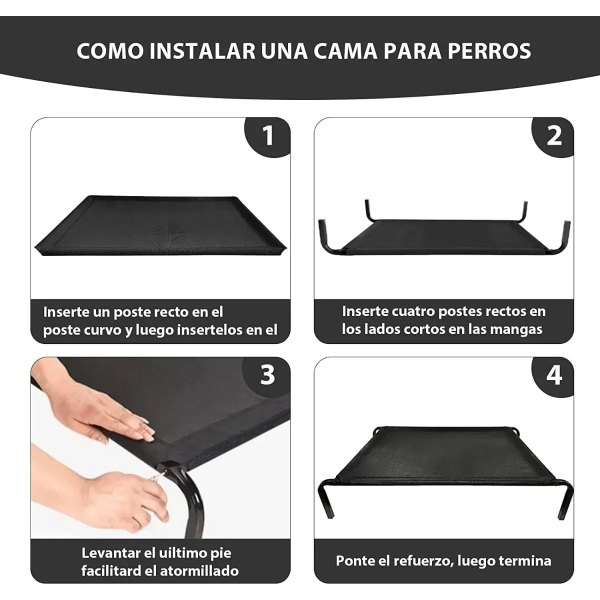 Instructions pour installer la cama elevada para perro grande de Mitzon en étapes