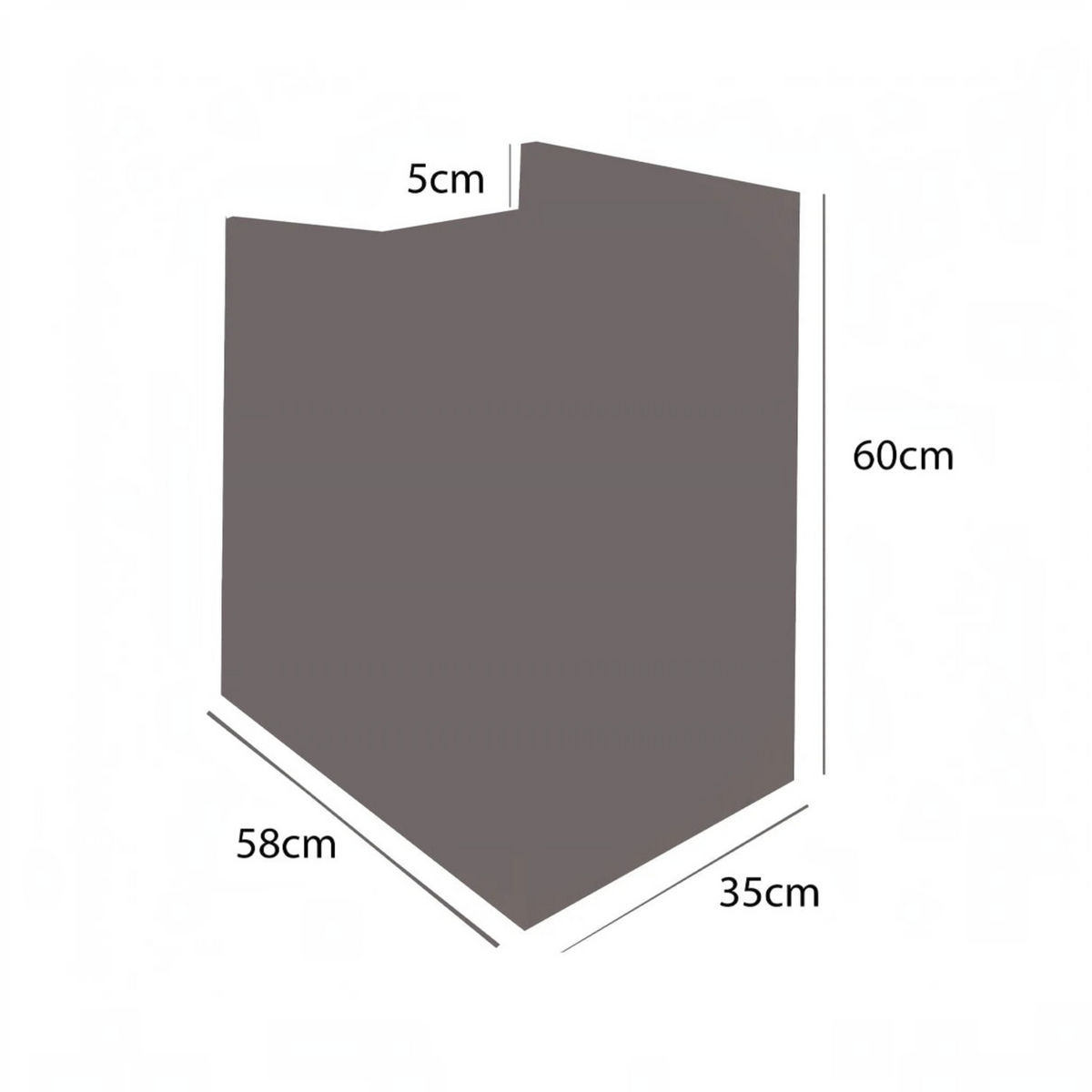 Dimensions de la mesa de noche con casita pour chien en MDF, 58 cm x 60 cm x 35 cm.
