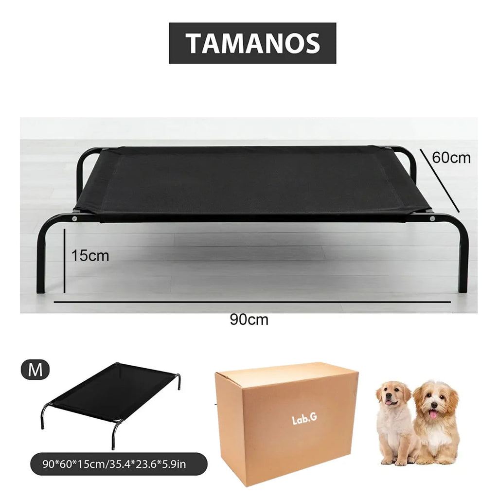 Cama elevada para perro grande color negro