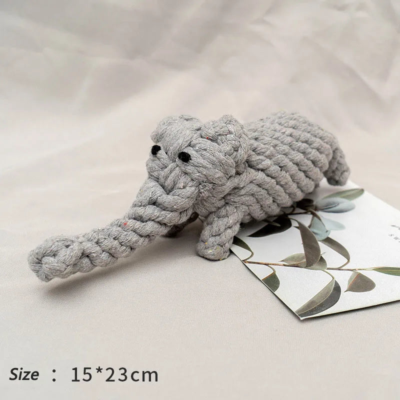 Juguete mordedera de cuerda para perro divertido en forma de elefante, ideal para morder y entretener.