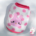 Suéter de polar para perro pequeño con diseños divertidos, estampado de conejito y lunares rosas.