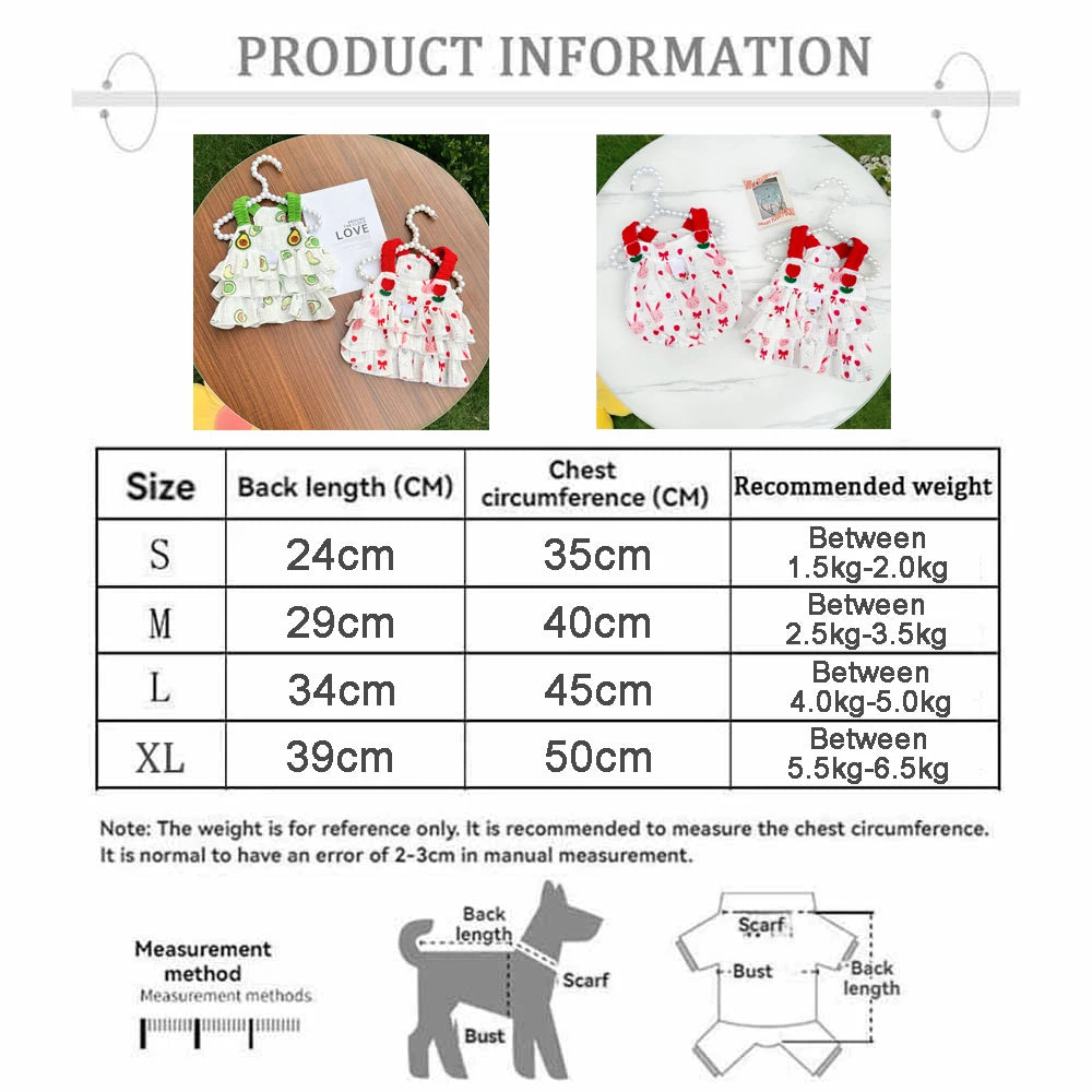 Vestido para perro en rojo o verde avec informations de taille et poids recommandés, idéal pour un style élégant.