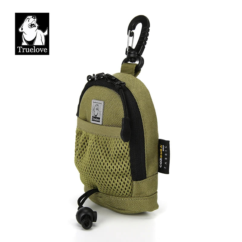 Bolsa de paseo TRUELOVE para premios y bolsas higiénicas en color verde, con dispensador y bolsillo de malla.