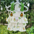 Vestido para perro en rojo o verde, con estampado d'aguacate y volantes, perfecto para ocasiones especiales.