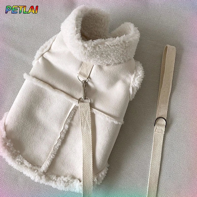 Chaleco de algodón para perro en color blanco, suave y cómodo, ideal para mantener a tu mascota abrigada.