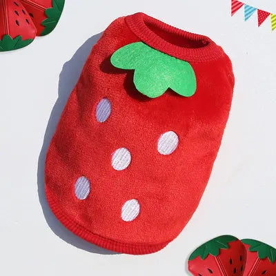 Suéter de polar para perro pequeño con diseños divertidos en motif de fraise.