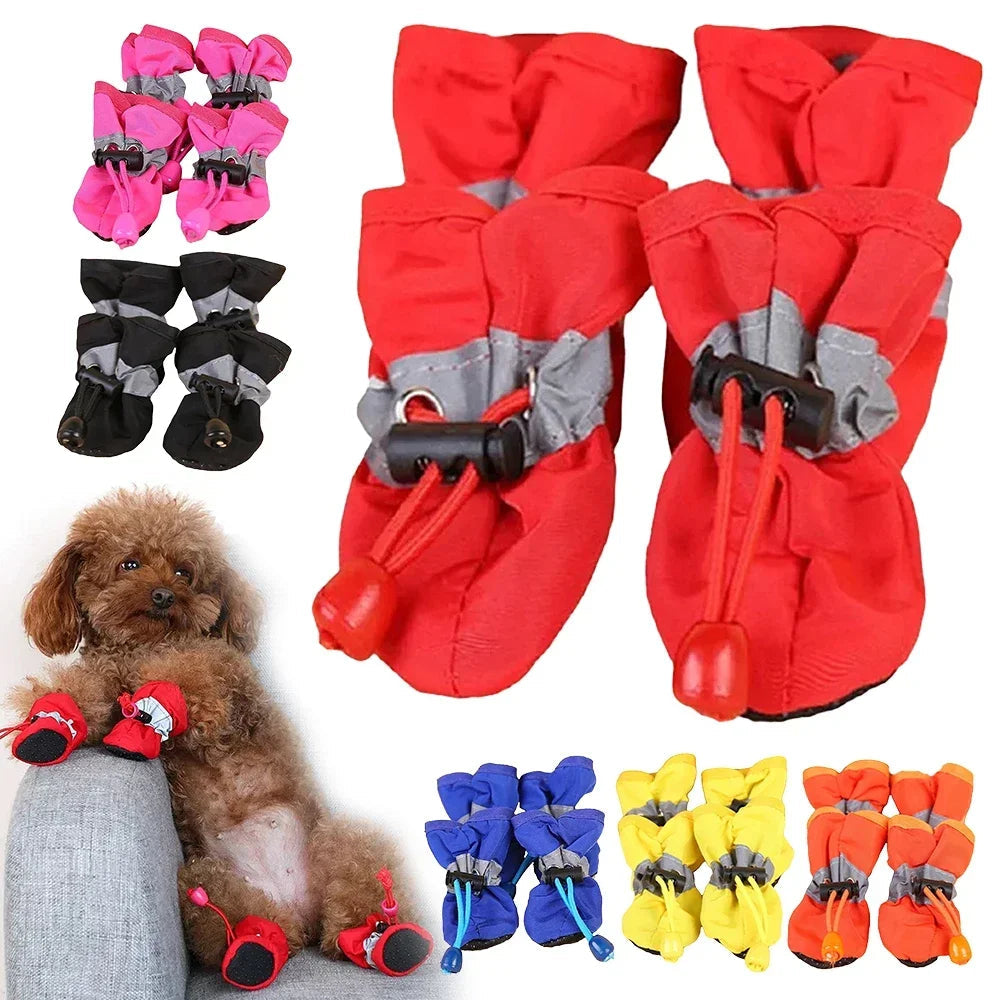 Zapatos impermeables para perro antiderrapantes Mitzon en varios colores, ideales para días de lluvia.