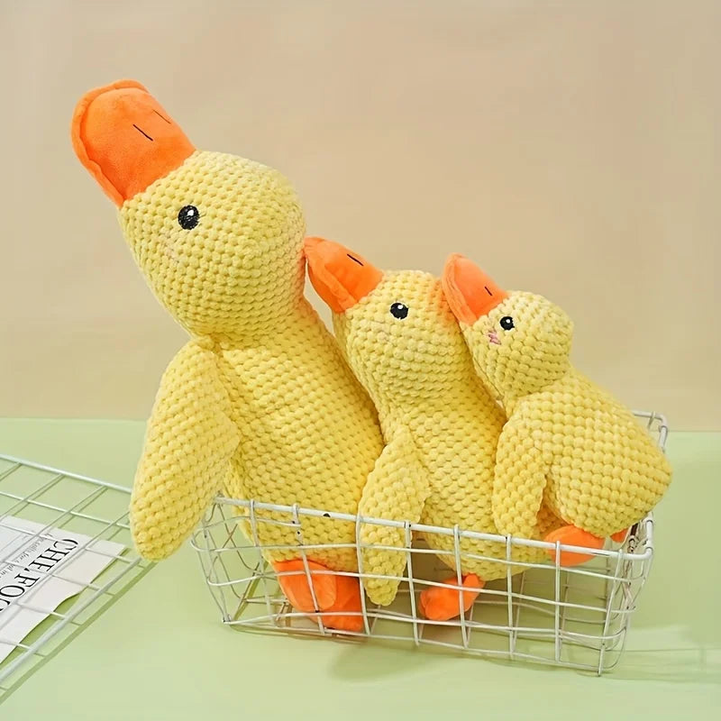 Juguete de peluche con sonido para perro en forma de pato, ideal para el juego interactivo.