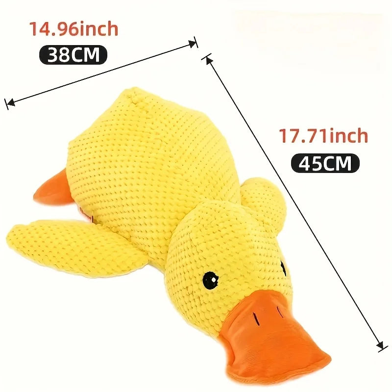 Juguete de peluche con sonido para perro, pato en color jaune, mesures 38CM x 45CM, idéal pour divertir votre animal.