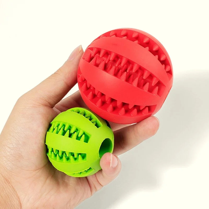 pelota dispensadora de premios para perro de caucho Mitzon, rouge et vert, pour le jeu et les récompenses
