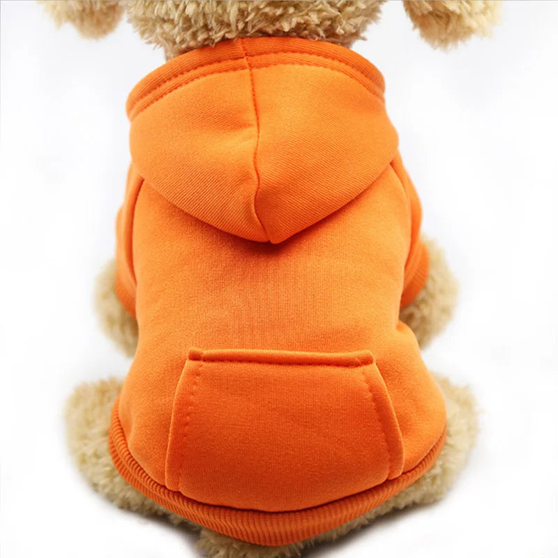 sudadera con capucha para perro de algodón afelpado de color naranja vue arrière