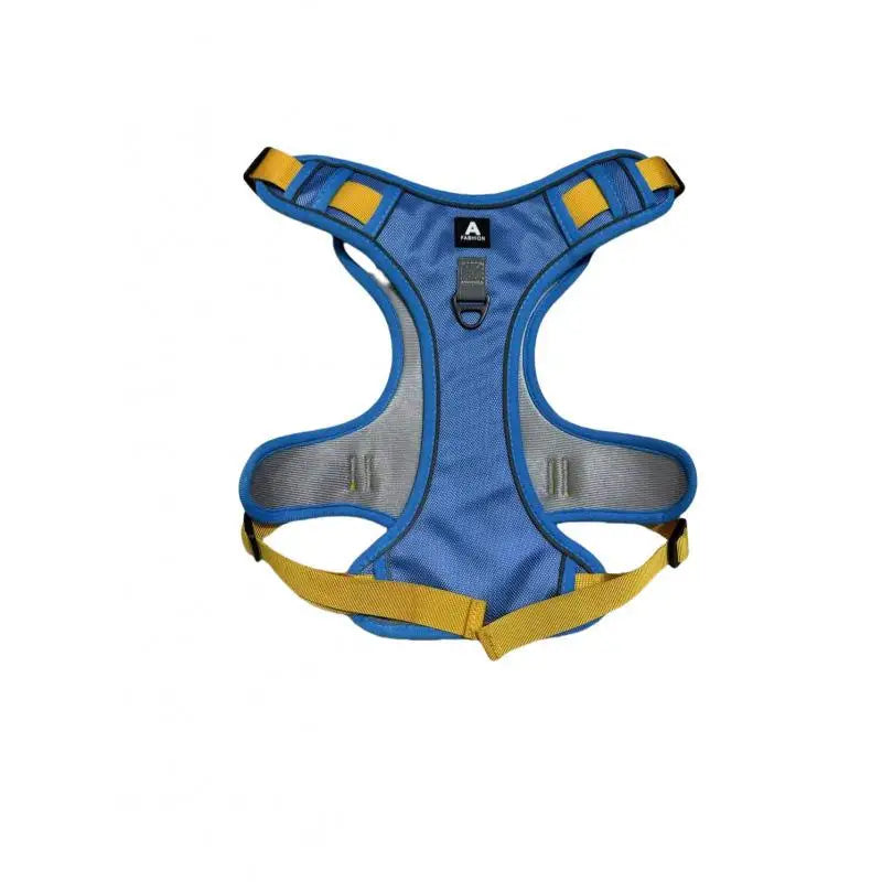 Arnés ajustable reflejante para perro mediano y grande MITZON en color bleu avec sangle de sécurité.