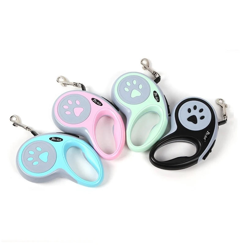 Correa Retráctil para Perro de 3 o 5 m en colores variés, idéale pour des promenades responsables et confortables.