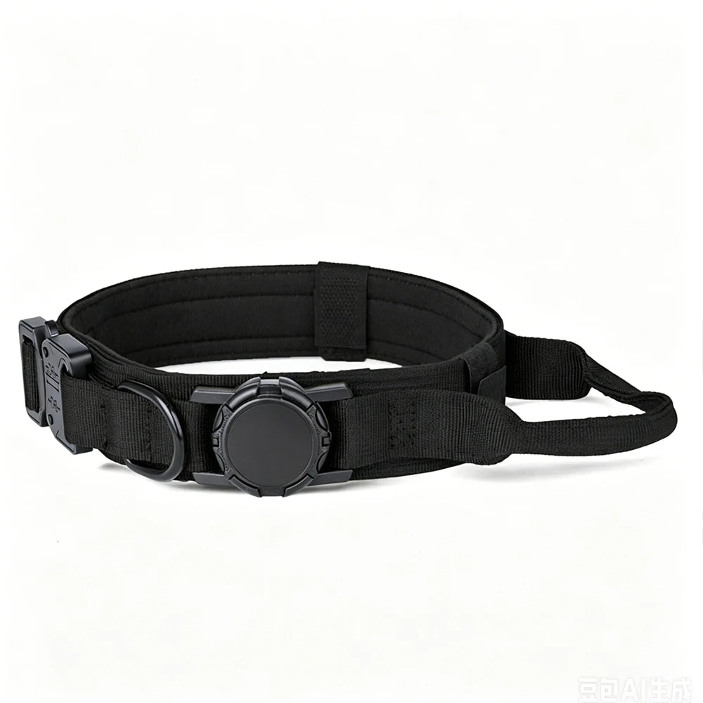 Arnés táctico para perro, collar o correa noir avec boucle robuste pour le contrôle et la sécurité lors des promenades.