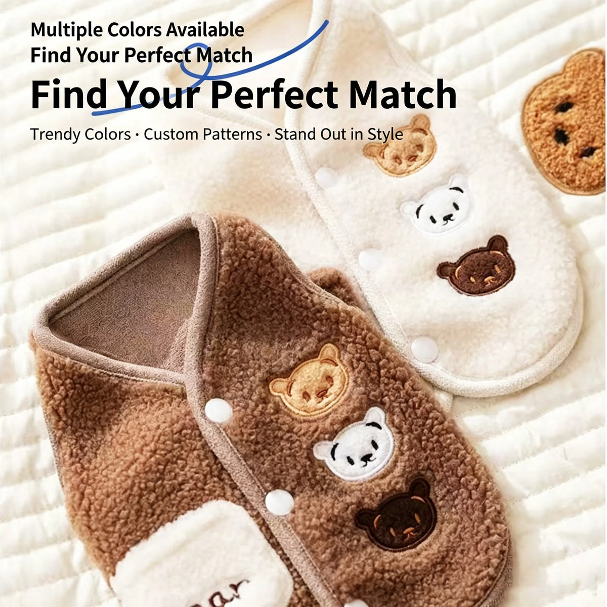 Chaleco de pana con osito para perro, suave et adorable, idéal pour les promenades en automne et hiver.