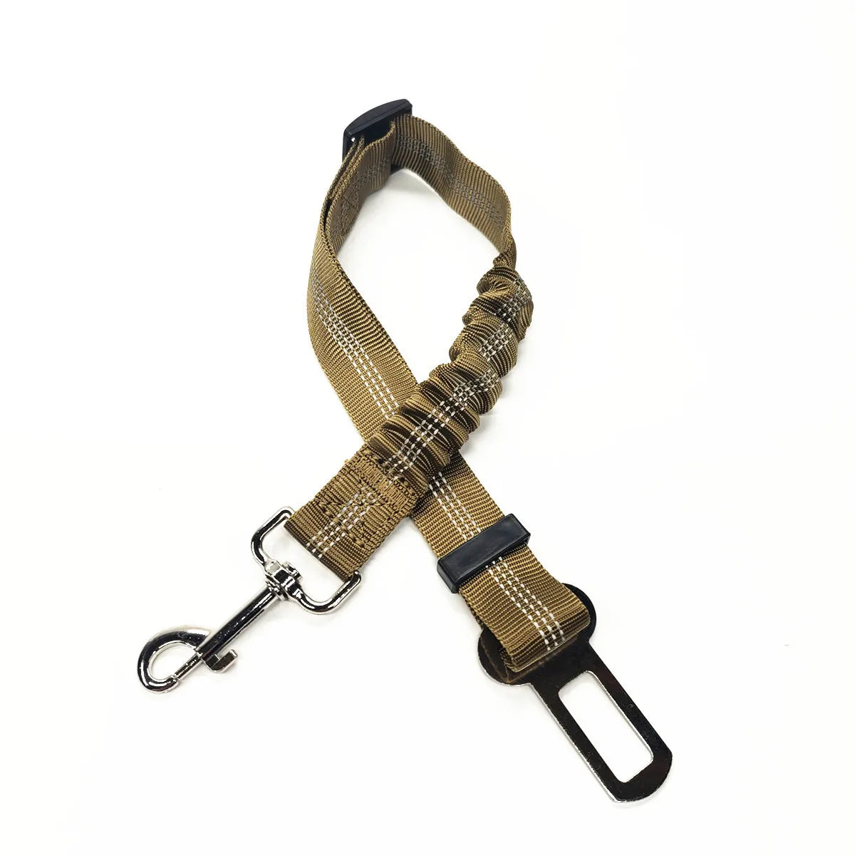 Cinturón de seguridad para perro en auto, diseño elástico y resistente, ideal para viajes seguros con tu mascota.