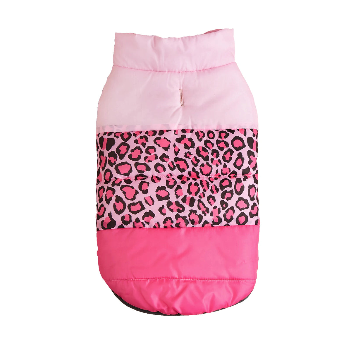 Chaleco abrigador para perro con forro polar, design élégant en rose et imprimé léopard.