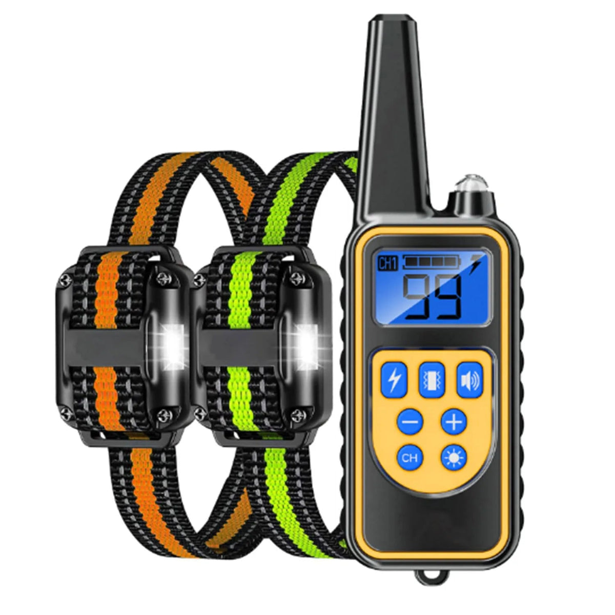 Collar eléctrico de adiestramiento para perros con control remoto, modelo 880, incluye dos collares y mando a distancia.