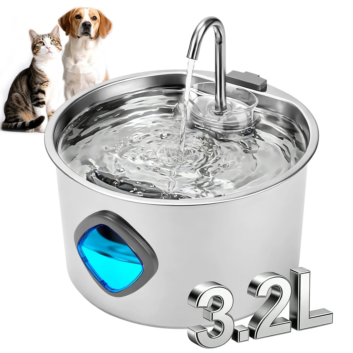 Fuente de agua para perro de acero inoxidable 3.2 L MITZON