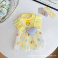 Vestido para perro falda globo Mitzon en color amarillo con diseño de lunares, ideal para ocasiones especiales.