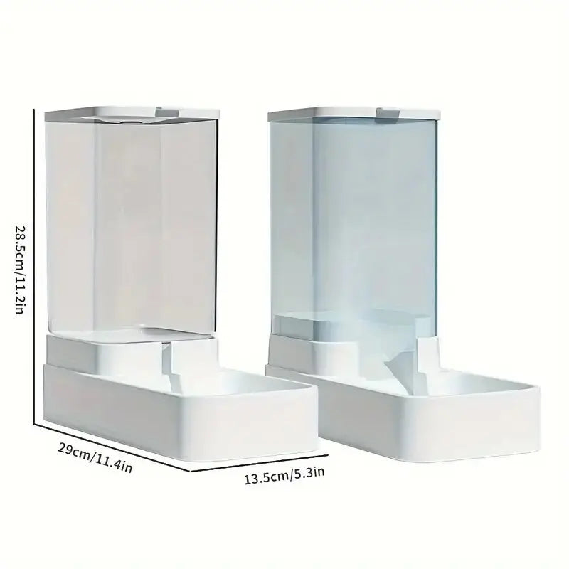 Comedero y bebedero automático por gravedad para perro 3.8 L avec dimensions et design moderne.