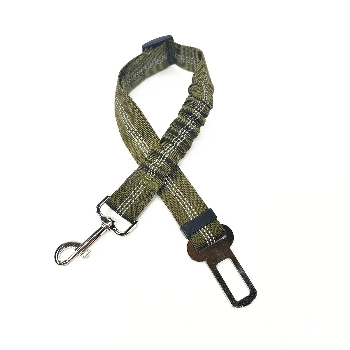 Cinturón de seguridad para perro en auto, diseño elástico y resistente, ideal para viajes seguros.