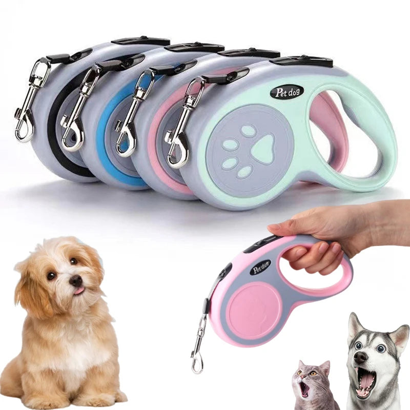 Correa Retráctil para Perro de 3 o 5 m en varios colores, ideal para paseos cómodos y seguros.