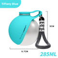 Bebedero portátil para perro de acero inoxidable de 285 ml en color Tiffany Blue avec fermeture en silicone.