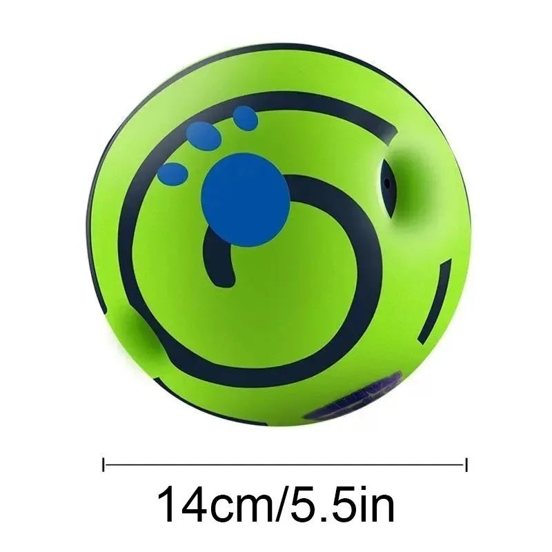 Pelota interactiva con sonido para perro Giggle Ball de color vert, mesurant 14cm, parfaite pour le jeu.