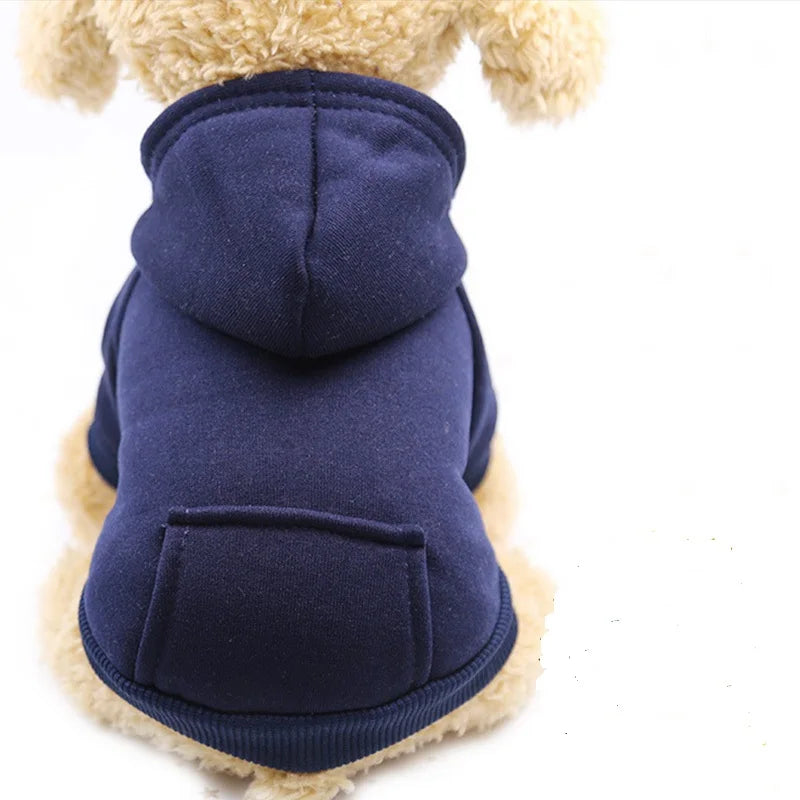 sudadera con capucha para perro de algodón afelpado, azul marine, diseño cómodo, cálido y suave