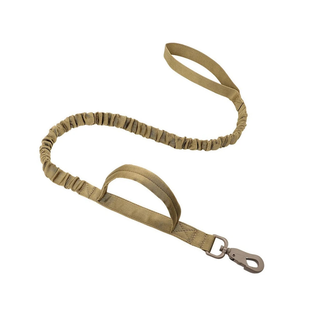 Laisse élastique de haute résistance, idéale pour l'arnés tactique pour chien, offrant contrôle et confort lors des promenades.