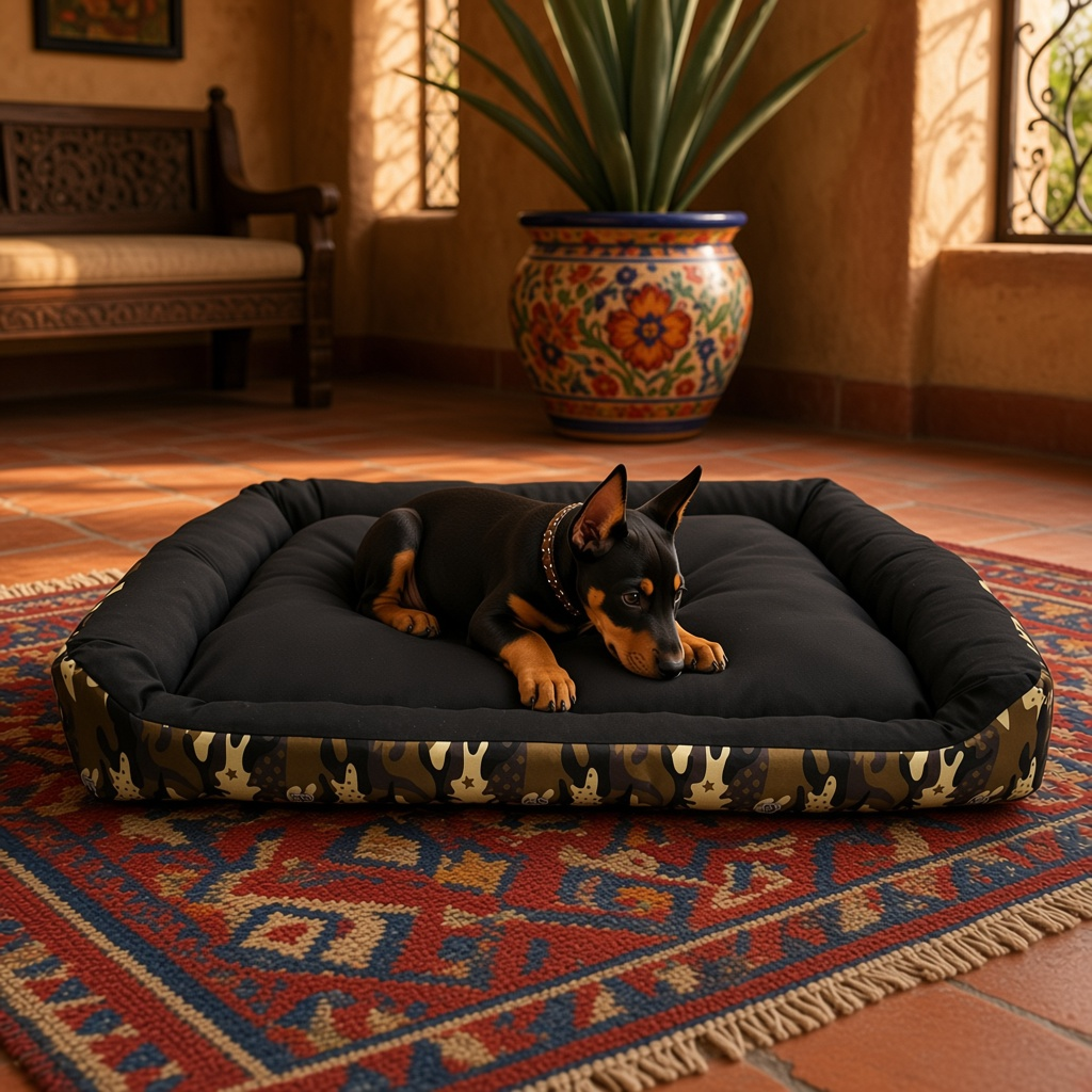 Cama para perro antiderrapante acolchada 70x90 | Mitzon, perro descansando en un confortable espacio