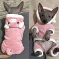 Disfraz de animalito para perro en polar suave con capucha, perro vestido de cerdito rosa con capucha.