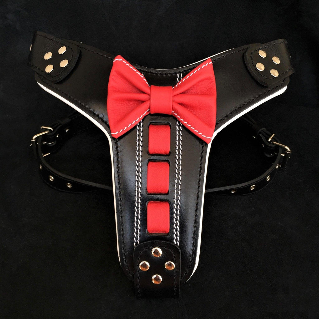 Arnés Bestia Bowtie de cuero para perros - diseño elegante con moño y acabados premium - MITZON