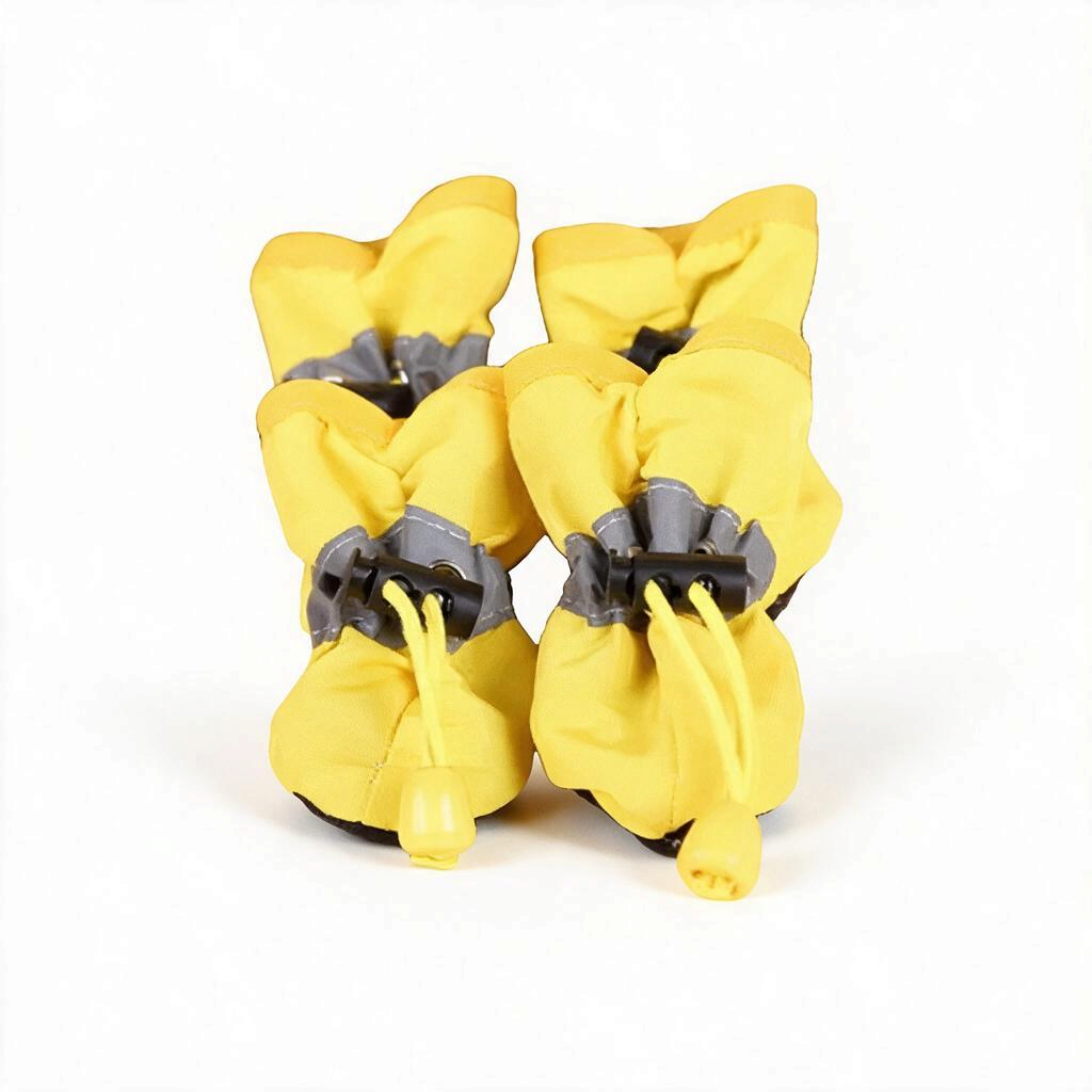 zapatos impermeables para perro antiderrapantes en color amarillo para proteger las patitas de tu mascota
