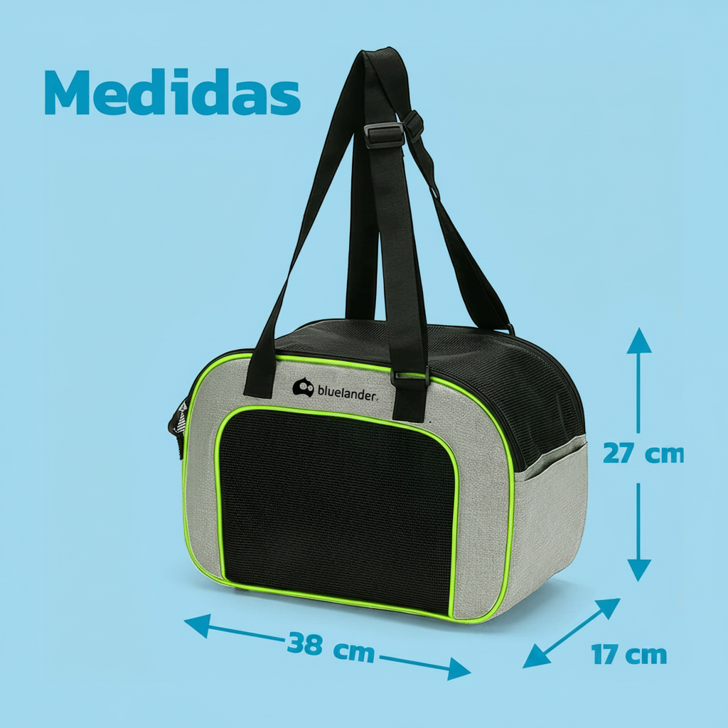 Mochila transportadora para perro pequeño, dimensions of 38 cm x 27 cm x 17 cm, ideal para viajes avec des animaux.
