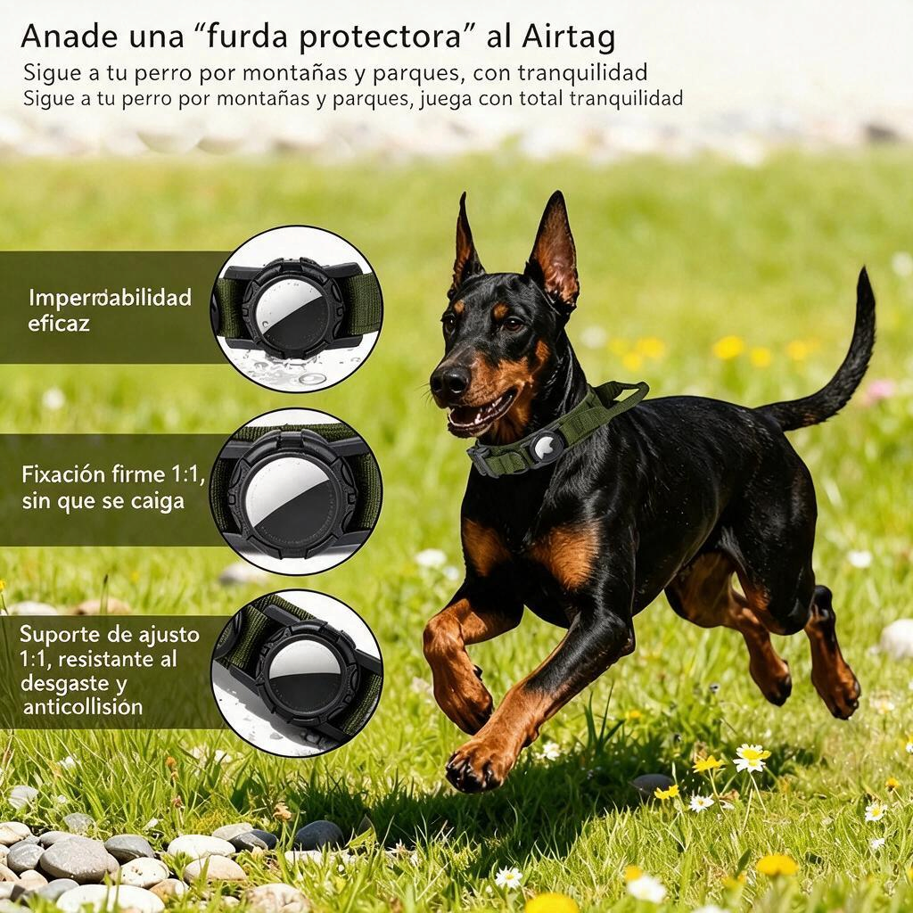 Arnés táctico para perro avec Airtag, imperméable et résistant pour suivre votre chien en toute tranquillité.
